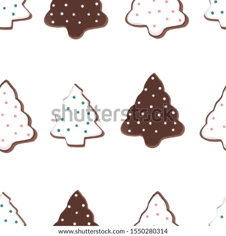 Seamless pattern of Christmas cookies. New Year's Eve. Sweets. Christmas. Aromatic cookies. Vector illustration.