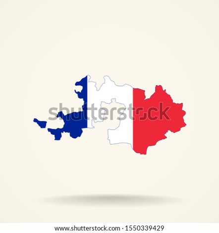 Map Kanton Basel-Landschaft (Switzerland) in France flag colors, editable vector. 
