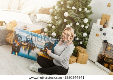 Christmas gift photo canvas concept