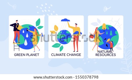 Eco-friendly lifestyle flat vector colorful banner template. People using planet natural resources. Raising global climate change, ecology problems awareness. Environmental protection issues posters