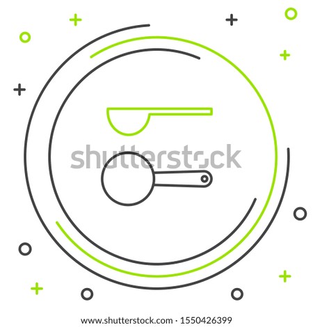 Black and green line Measuring spoon icon isolated on white background. Colorful outline concept. Vector Illustration