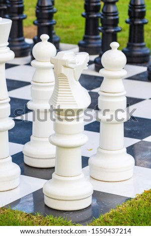Black and white chess around outdoor ready for play