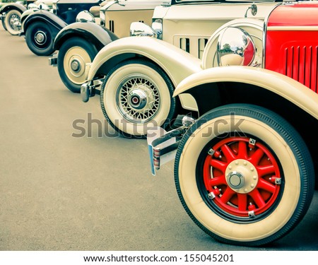 Vintage Car Wheels - Classic Vehicles Royalty-Free Stock Photo #155045201