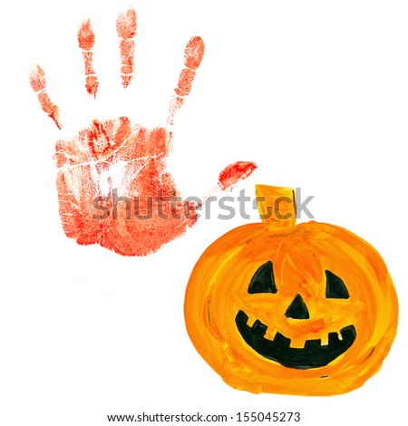 Halloween pumpkin,Red hand paint