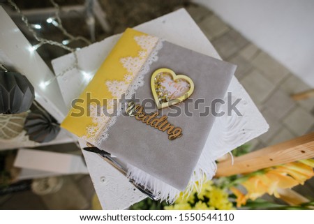 Beautiful wedding book on a table
