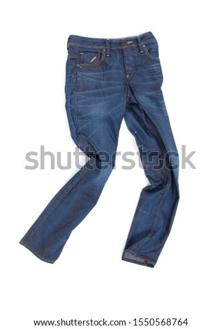 Blue jeans isolated on white background. Beautiful casual jeans 

