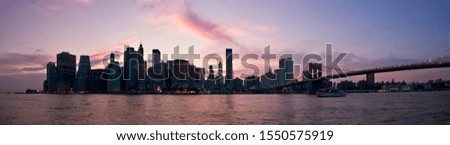 Beautiful pano view of Manhattan at sunset