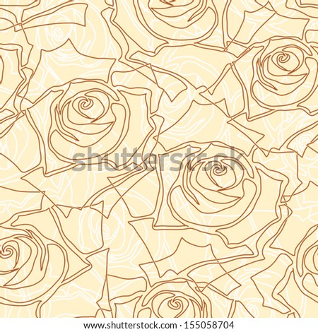 Vintage beige and brown roses seamless pattern.