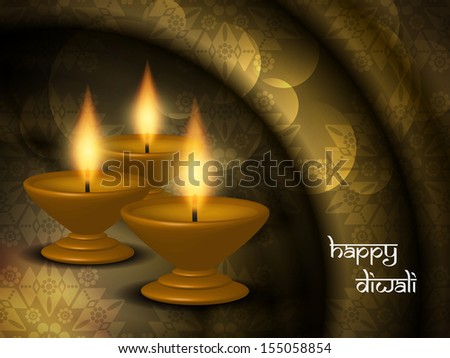 religious background design for diwali festival with beautiful lamps.