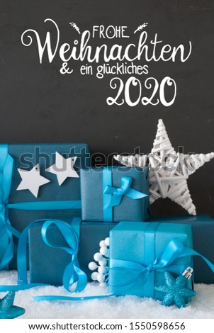 Turquois Gift, Snow, Glueckliches 2020 Means Happy 2020, Star