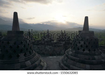 Sun set scenery at Borobudur Temple Yogyakarta