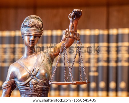 the law figure justice statue in lawyer's office