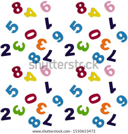 colored numbers on a white background for printing on paper or textiles