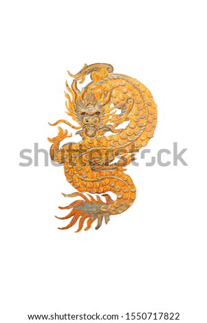Golden dragon and white background