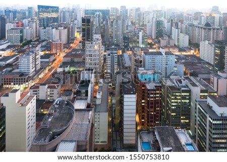 Cityscape of Sao Paulo at dusk, Brazil, South America