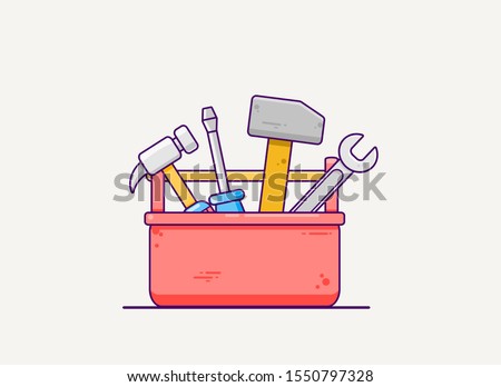 vector illustration of a toolbox with tools Royalty-Free Stock Photo #1550797328