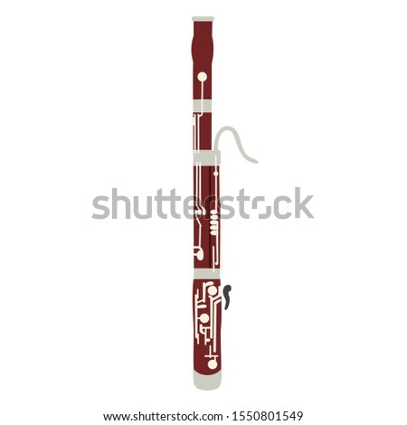 Illustration of a bassoon  isolated on white background. Design layout for banners presentations, flyers, posters and invitations. Vector modern flat design musical instruments.