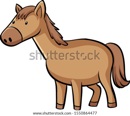 Brown horse on white background illustration