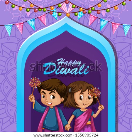 Poster design for happy Diwali  illustration