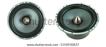 Sets of car audio speaker isolated on white background with clipping path.
