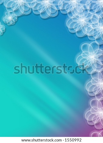 abstract floral frame in blue
