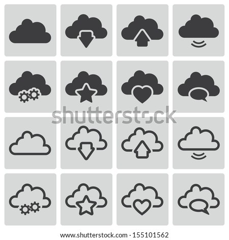 Vector black  clouds  icons set