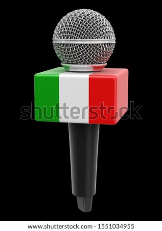 3d illustration. Microphone with Italian flag. Image with clipping path