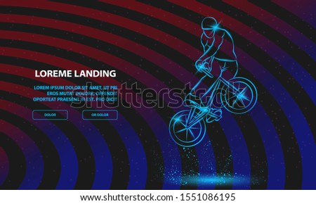 Trick on the BMX bike. Vector Sport Background for Landing Page Template.