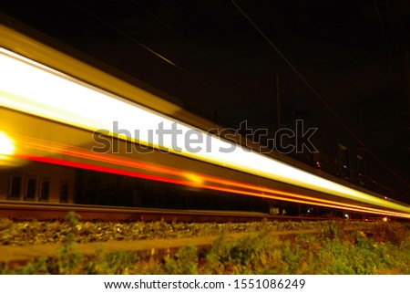 Landscape view of yellow and red light trails, shot in Fribourg, Switzerland