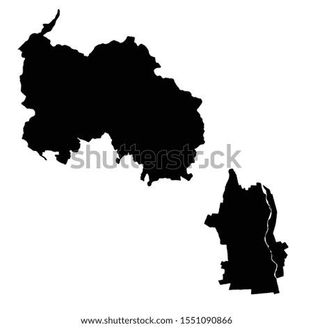 Vector map South Ossetia and Tskhinval. Country and capital. Isolated vector Illustration. Black on White background. EPS 10 Illustration.