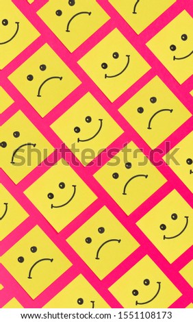 Paper art character on pink backdrop. Colorful abstract background. Template design. Comic face art. Graphic abstract background.
