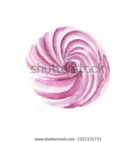 Watercolor candy clip art Great for cook book illustration, scrapbooking, menu, Valentines day greeting card. Pink marshmallow