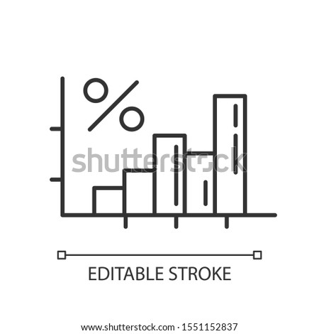 Financial report linear icon. Increasing interest rate diagram. Consumer lines of credit. Growing finances. Thin line illustration. Contour symbol. Vector isolated outline drawing. Editable stroke
