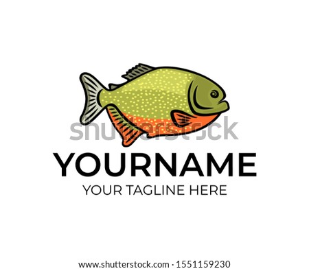 Fish piranha, logo design. Fish, animal, Amazon river and underwater life, vector design and illustration