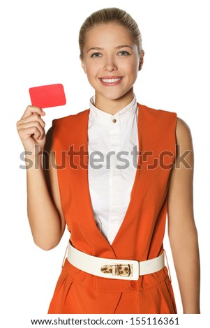 Young girl with card