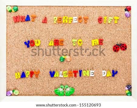 Color valentine words on clip board.