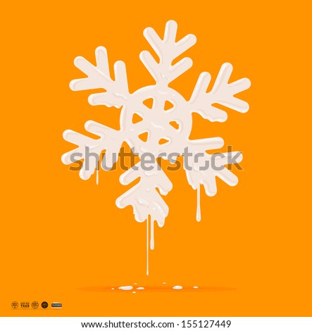 Melting Snowflake, paint drops. Xmas abstract design. Dripping paint design