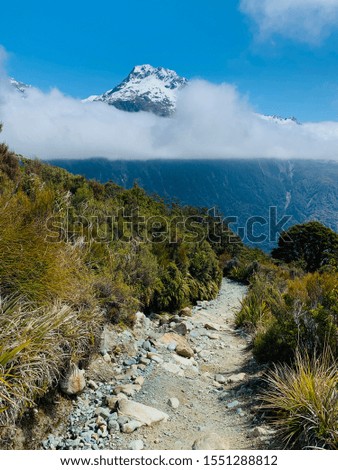 the beautiful landscape of Key Summit alpine nature walk in Fiordland National Park in the low-clouds morning