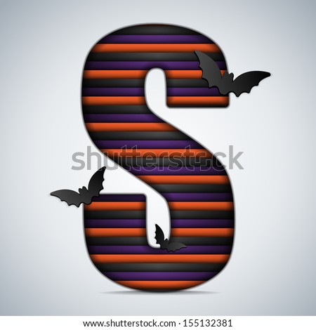 Vector - Halloween Bat Alphabet Letters Stripe Black Orange Purple