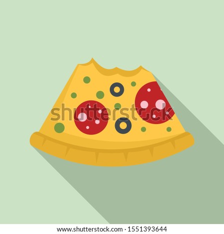 Bitten pizza slice icon. Flat illustration of bitten pizza slice vector icon for web design