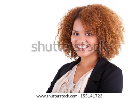 Portrait of a young african american business woman, isolated on white background - Black people
