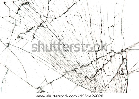 cracked glass isolated on a white background.