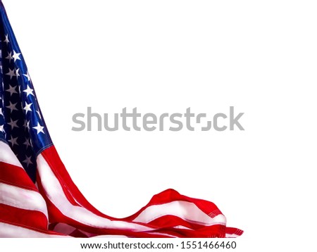 starry striped USA flag isolated on white background with place for text
