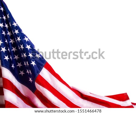 starry striped USA flag isolated on white background with place for text