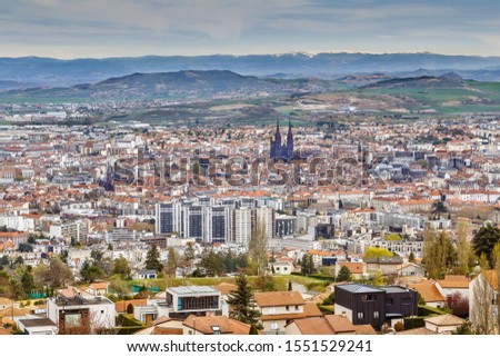 Aerial view of Clermont-Ferrand from viewpoint, France Royalty-Free Stock Photo #1551529241