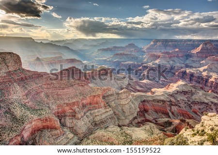 Ephemeral sunlight in the Grand Canyon Royalty-Free Stock Photo #155159522