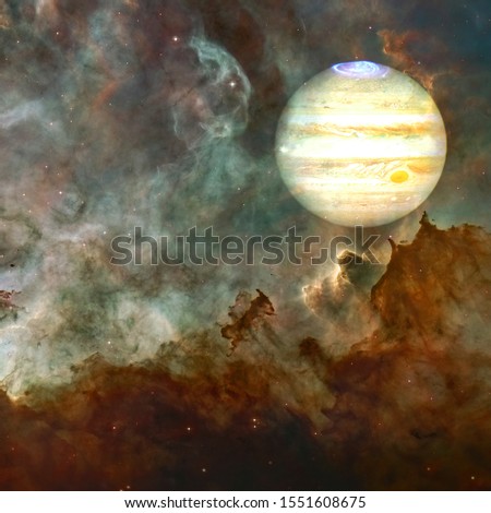 Planet Jupiter in outer space. Science wallpaper. Beauty of the universe. Elements of this image furnished by NASA