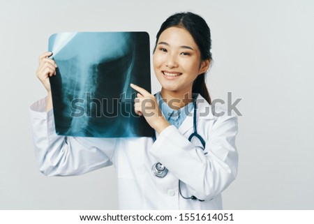 Cheerful woman doctor medicine diagnosis patient health