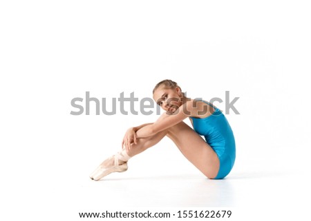 Woman dancing hobby blue swimsuit gymnastics