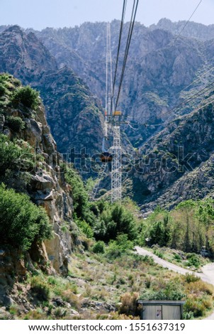 Palm Springs Aerial Tramway and Mountain in the background Royalty-Free Stock Photo #1551637319
